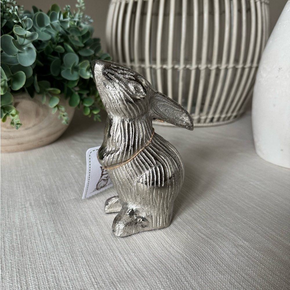 Hip + Hop Silver Metal Decorative Rabbit Figurine
